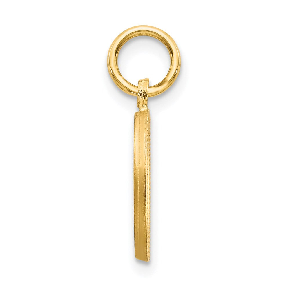 Alternate view of the 14k Yellow Gold, Julia Collection, Small Satin Block Initial D Pendant by The Black Bow Jewelry Co.