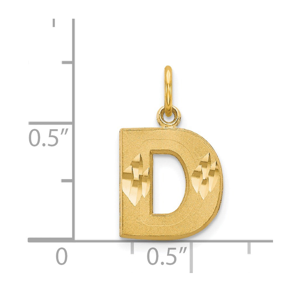 Alternate view of the 14k Yellow Gold, Julia Collection, Small Satin Block Initial D Pendant by The Black Bow Jewelry Co.