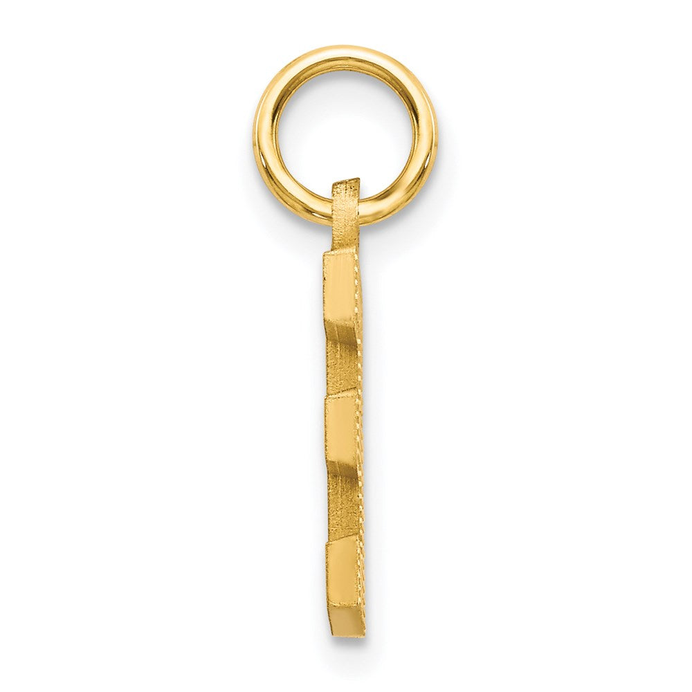 Alternate view of the 14k Yellow Gold, Julia Collection, Small Satin Block Initial E Pendant by The Black Bow Jewelry Co.