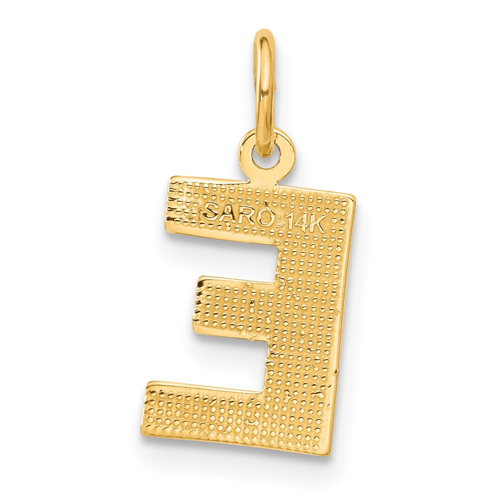 Alternate view of the 14k Yellow Gold, Julia Collection, Small Satin Block Initial E Pendant by The Black Bow Jewelry Co.