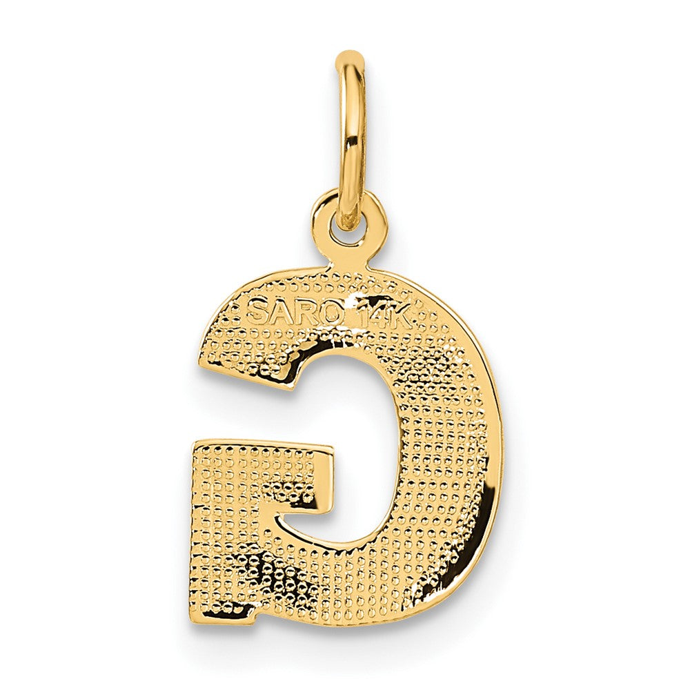 Alternate view of the 14k Yellow Gold, Julia Collection, Small Satin Block Initial G Pendant by The Black Bow Jewelry Co.