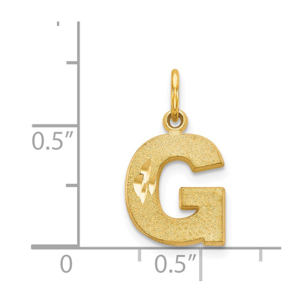 Alternate view of the 14k Yellow Gold, Julia Collection, Small Satin Block Initial G Pendant by The Black Bow Jewelry Co.
