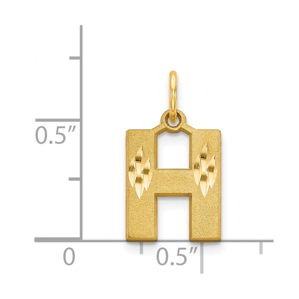 Alternate view of the 14k Yellow Gold, Julia Collection, Small Satin Block Initial H Pendant by The Black Bow Jewelry Co.