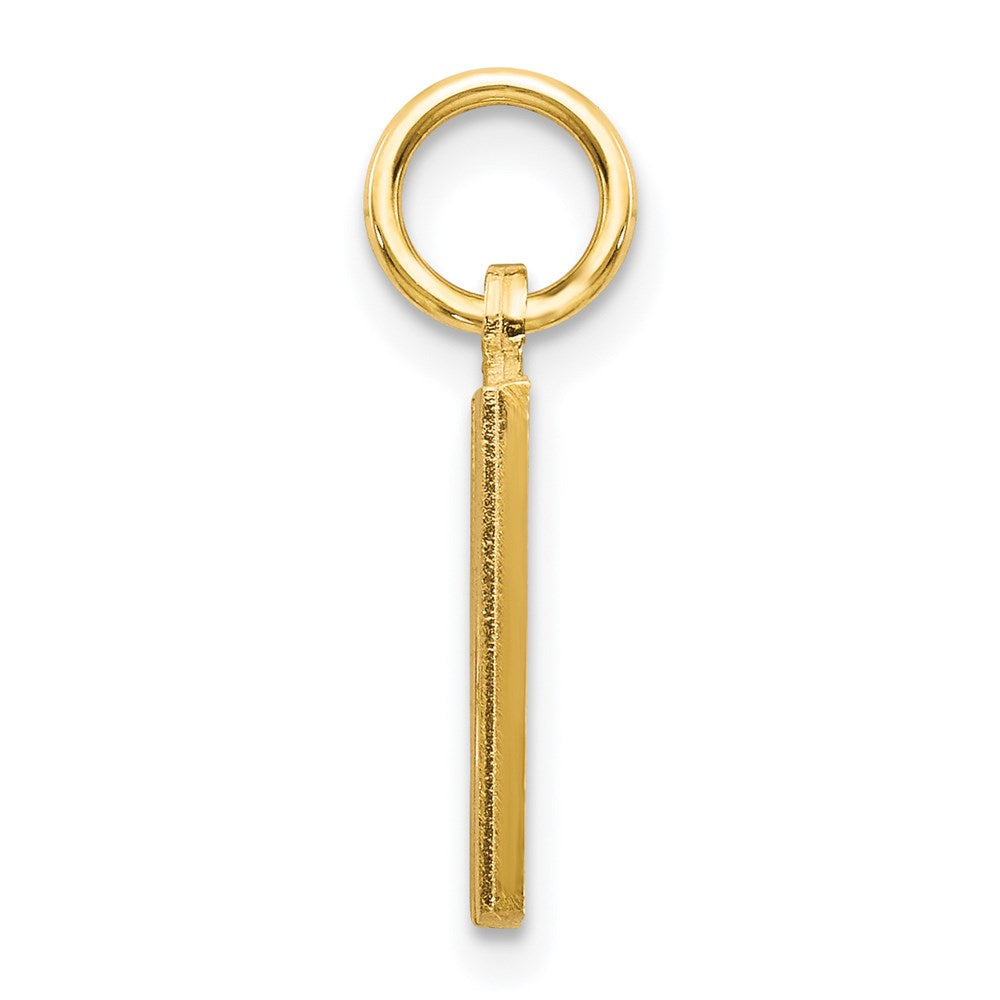 Alternate view of the 14k Yellow Gold, Julia Collection, Small Satin Block Initial M Pendant by The Black Bow Jewelry Co.