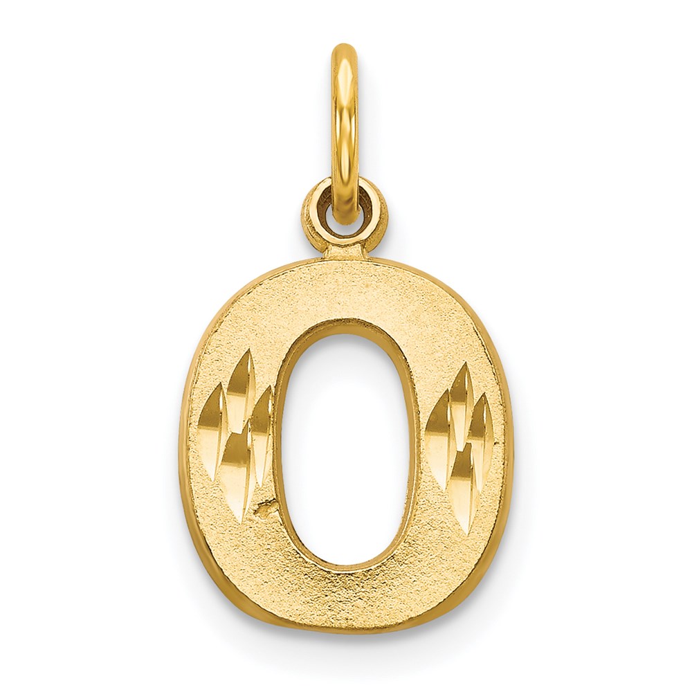 14k Yellow Gold, Julia Collection, Small Satin Block Initial O Pendant, Item P10422-O by The Black Bow Jewelry Co.