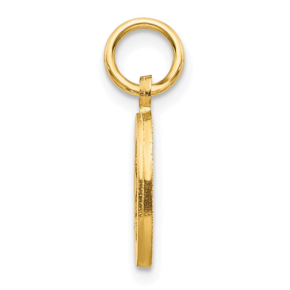 Alternate view of the 14k Yellow Gold, Julia Collection, Small Satin Block Initial O Pendant by The Black Bow Jewelry Co.