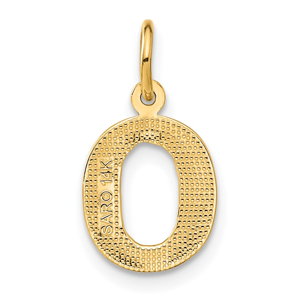 Alternate view of the 14k Yellow Gold, Julia Collection, Small Satin Block Initial O Pendant by The Black Bow Jewelry Co.
