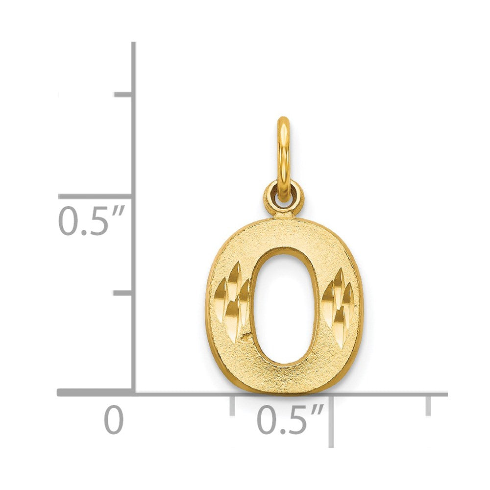 Alternate view of the 14k Yellow Gold, Julia Collection, Small Satin Block Initial O Pendant by The Black Bow Jewelry Co.