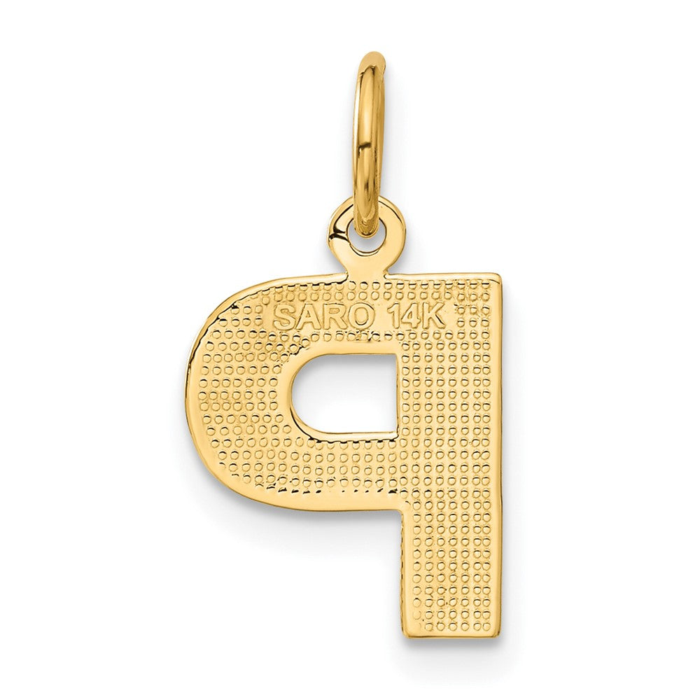 Alternate view of the 14k Yellow Gold, Julia Collection, Small Satin Block Initial P Pendant by The Black Bow Jewelry Co.