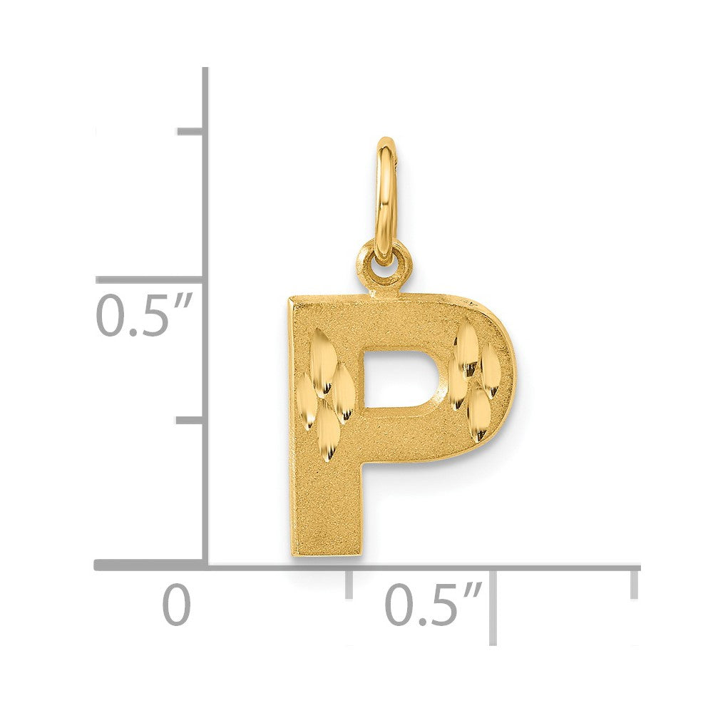 Alternate view of the 14k Yellow Gold, Julia Collection, Small Satin Block Initial P Pendant by The Black Bow Jewelry Co.