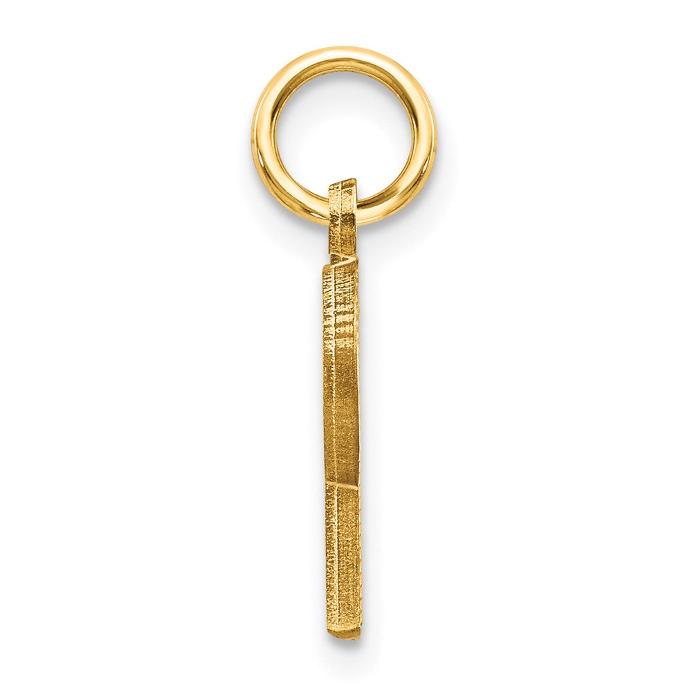 Alternate view of the 14k Yellow Gold, Julia Collection, Small Satin Block Initial R Pendant by The Black Bow Jewelry Co.