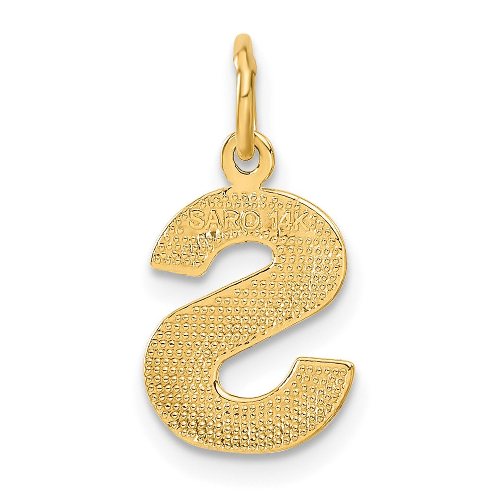 Alternate view of the 14k Yellow Gold, Julia Collection, Small Satin Block Initial S Pendant by The Black Bow Jewelry Co.
