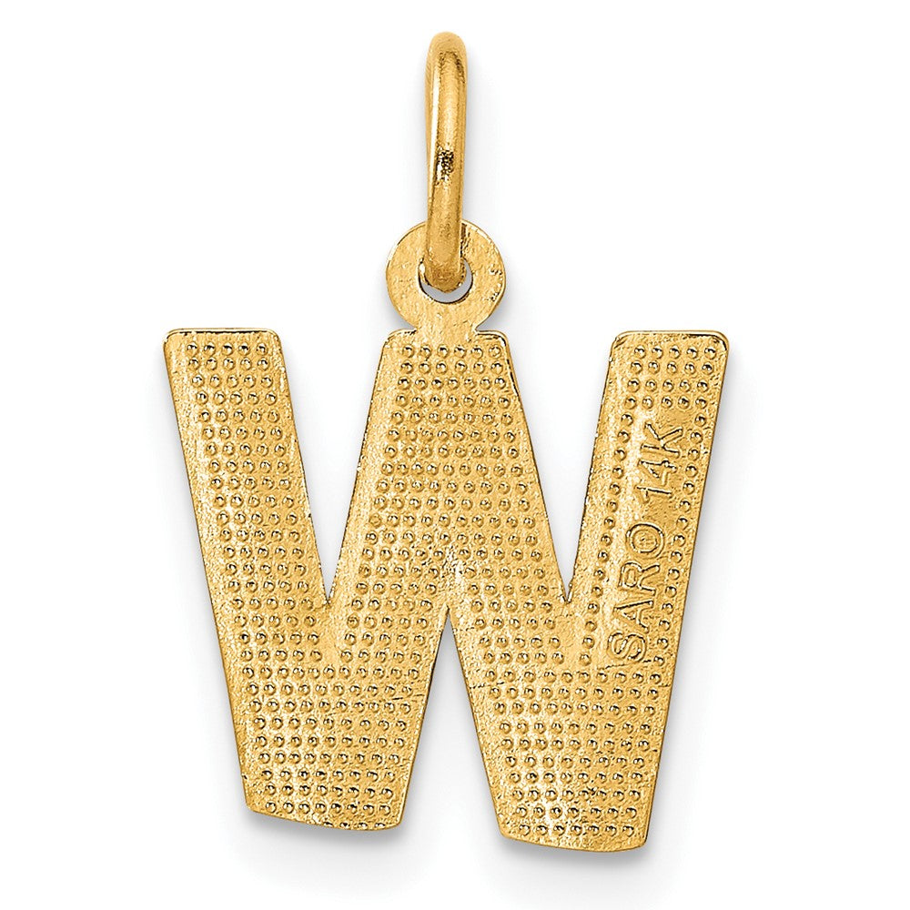 Alternate view of the 14k Yellow Gold, Julia Collection, Small Satin Block Initial W Pendant by The Black Bow Jewelry Co.
