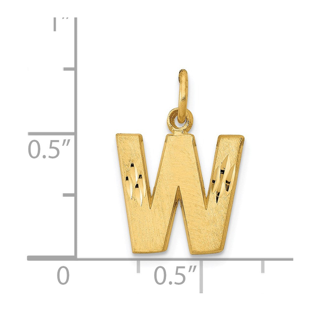 Alternate view of the 14k Yellow Gold, Julia Collection, Small Satin Block Initial W Pendant by The Black Bow Jewelry Co.