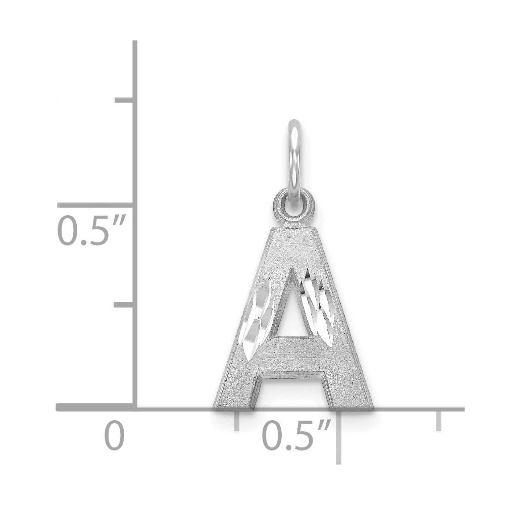 Alternate view of the 14k White Gold, Julia Collection, Small Satin Block Initial A Pendant by The Black Bow Jewelry Co.