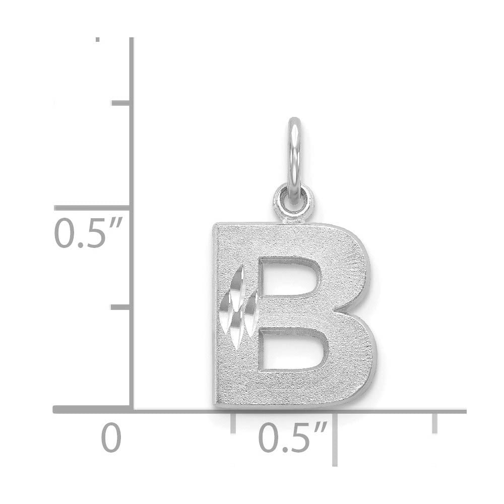 Alternate view of the 14k White Gold, Julia Collection, Small Satin Block Initial B Pendant by The Black Bow Jewelry Co.