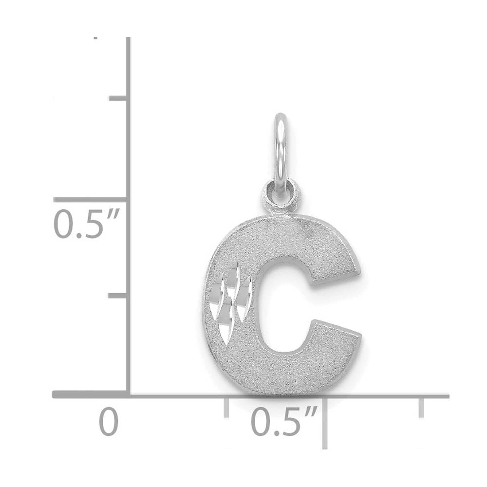 Alternate view of the 14k White Gold, Julia Collection, Small Satin Block Initial C Pendant by The Black Bow Jewelry Co.