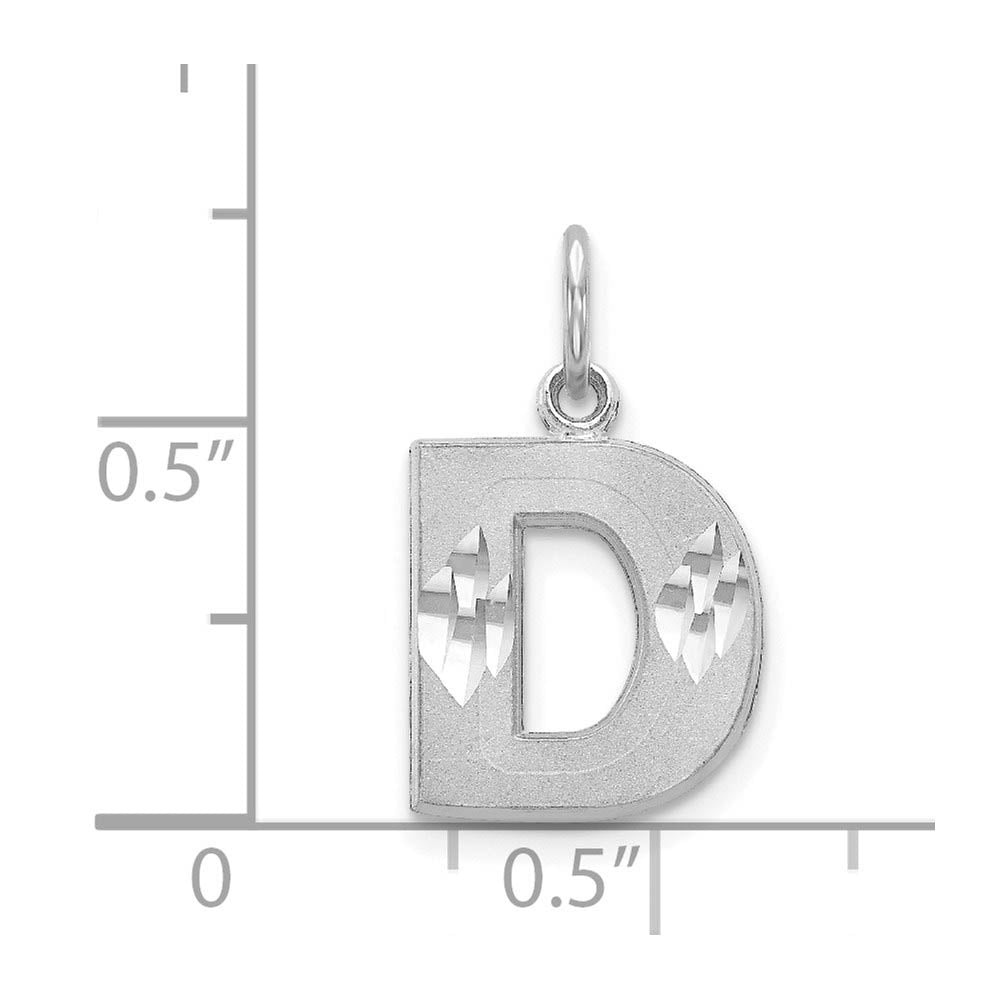 Alternate view of the 14k White Gold, Julia Collection, Small Satin Block Initial D Pendant by The Black Bow Jewelry Co.