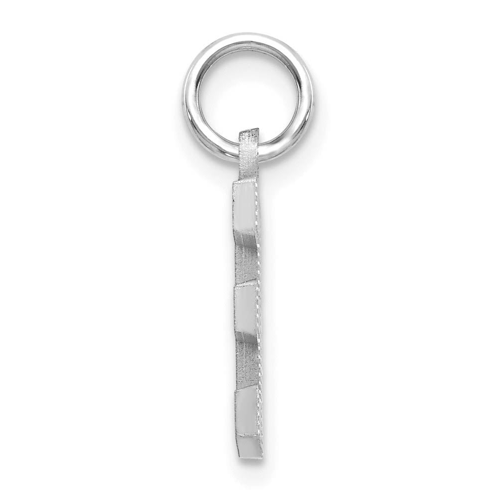 Alternate view of the 14k White Gold, Julia Collection, Small Satin Block Initial E Pendant by The Black Bow Jewelry Co.