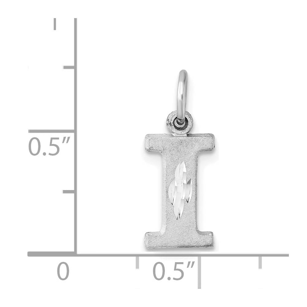 Alternate view of the 14k White Gold, Julia Collection, Small Satin Block Initial I Pendant by The Black Bow Jewelry Co.