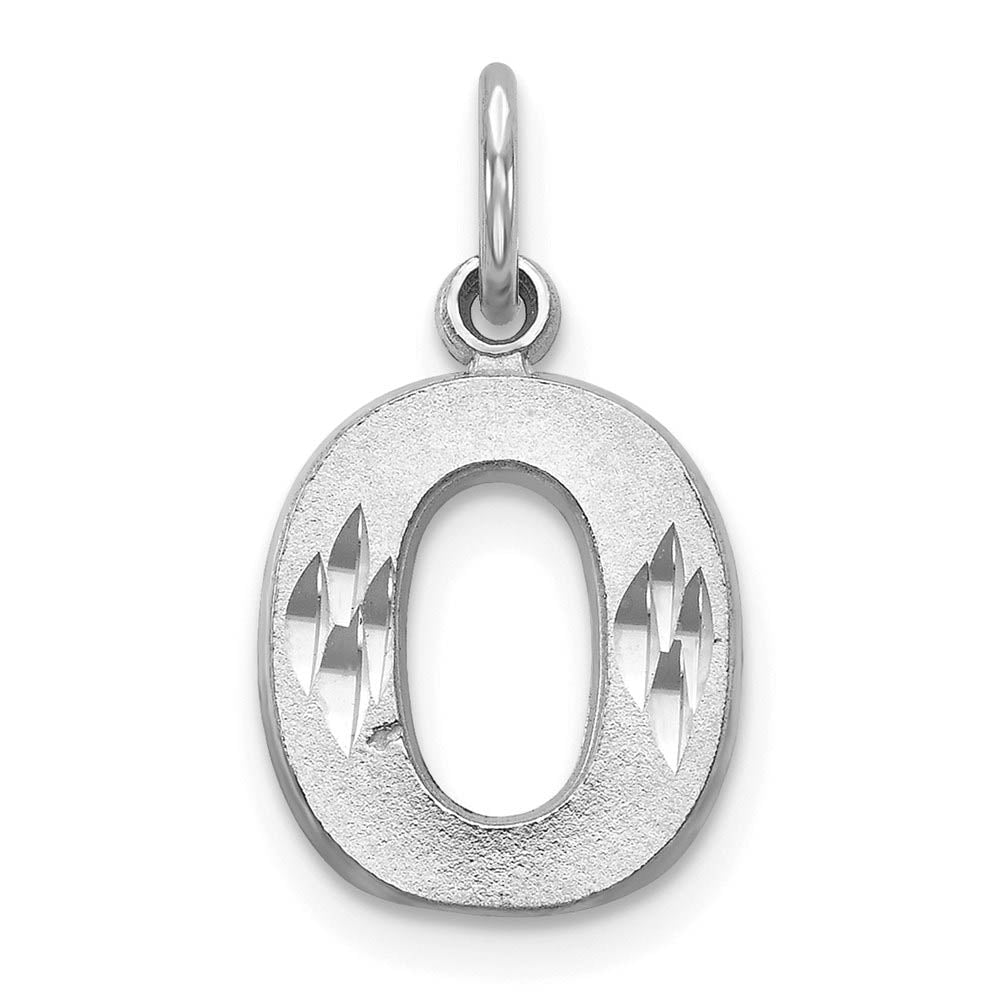 14k White Gold, Julia Collection, Small Satin Block Initial O Pendant, Item P10423-O by The Black Bow Jewelry Co.