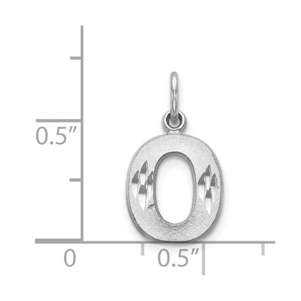 Alternate view of the 14k White Gold, Julia Collection, Small Satin Block Initial O Pendant by The Black Bow Jewelry Co.