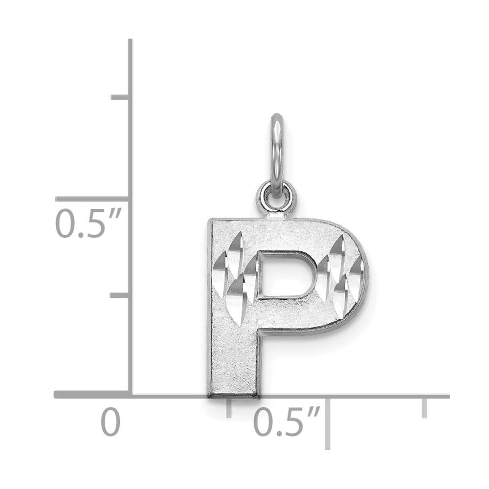 Alternate view of the 14k White Gold, Julia Collection, Small Satin Block Initial P Pendant by The Black Bow Jewelry Co.