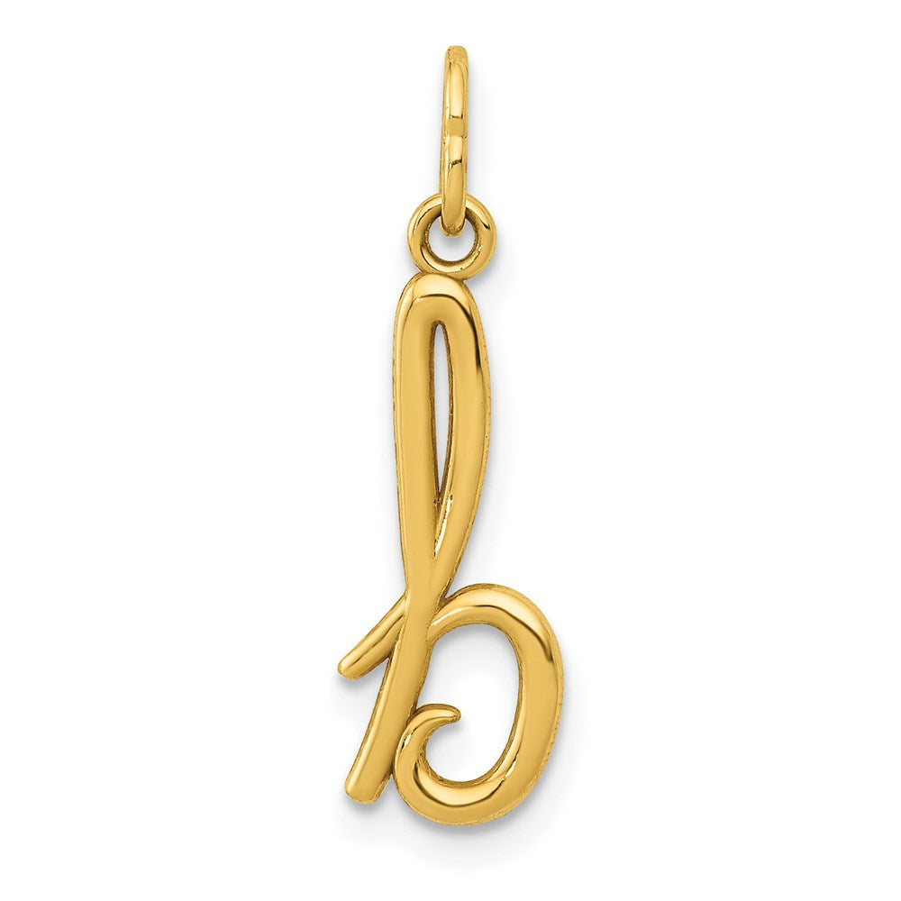 14k Yellow Gold, Claire Collection Mini Lower Case Initial B Charm, Item P10424-B by The Black Bow Jewelry Co.