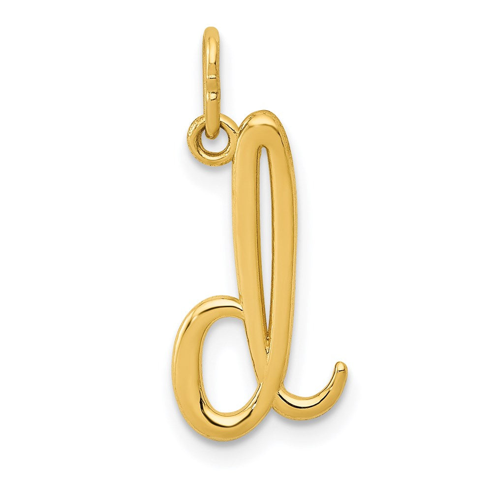 14k Yellow Gold, Claire Collection Mini Lower Case Initial D Charm, Item P10424-D by The Black Bow Jewelry Co.