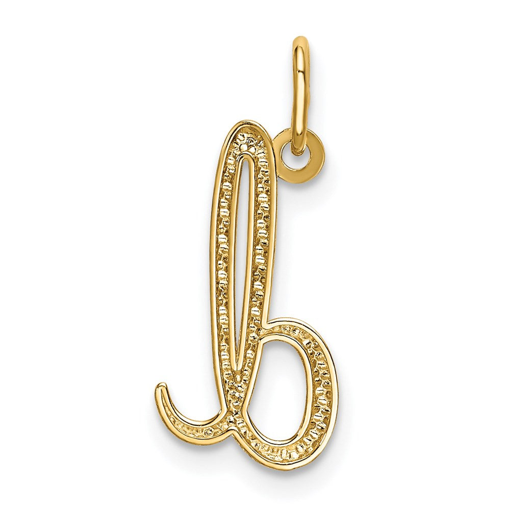 Alternate view of the 14k Yellow Gold, Claire Collection Mini Lower Case Initial D Charm by The Black Bow Jewelry Co.