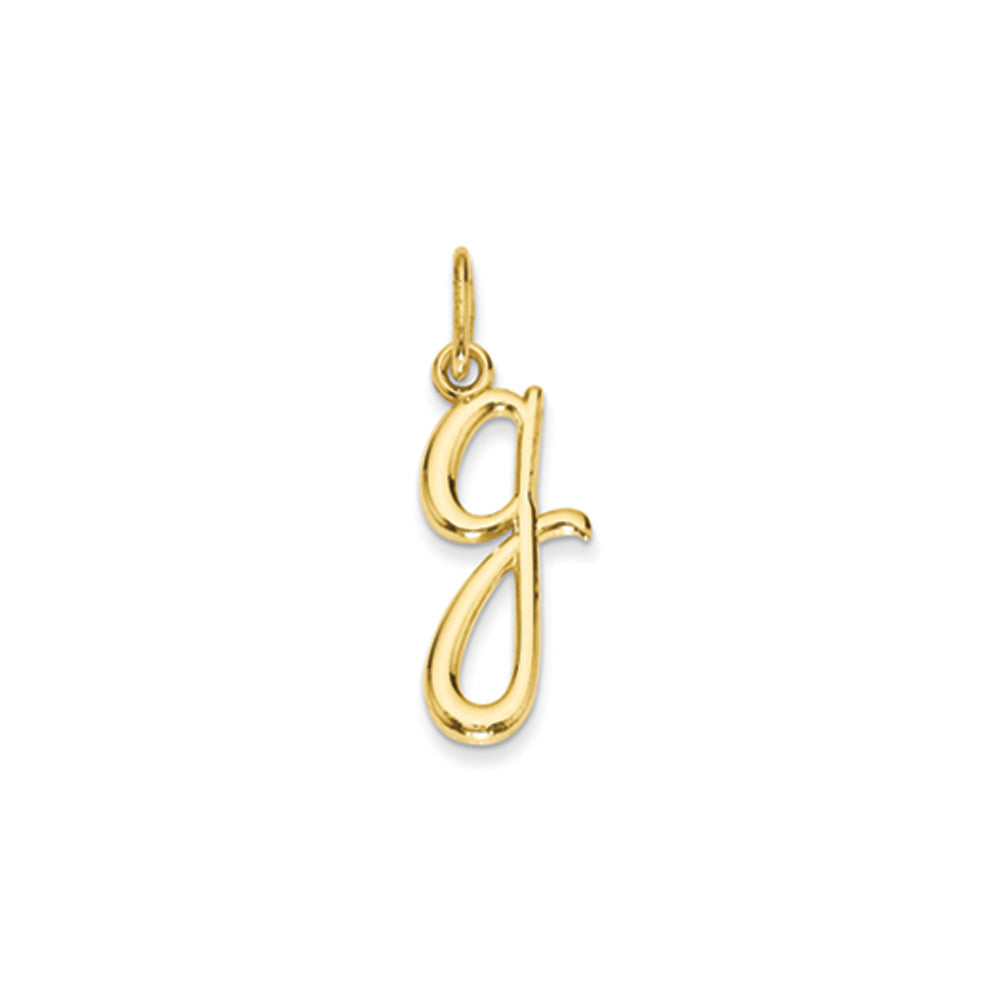 14k Yellow Gold, Claire Collection Mini Lower Case Initial G Charm, Item P10424-G by The Black Bow Jewelry Co.