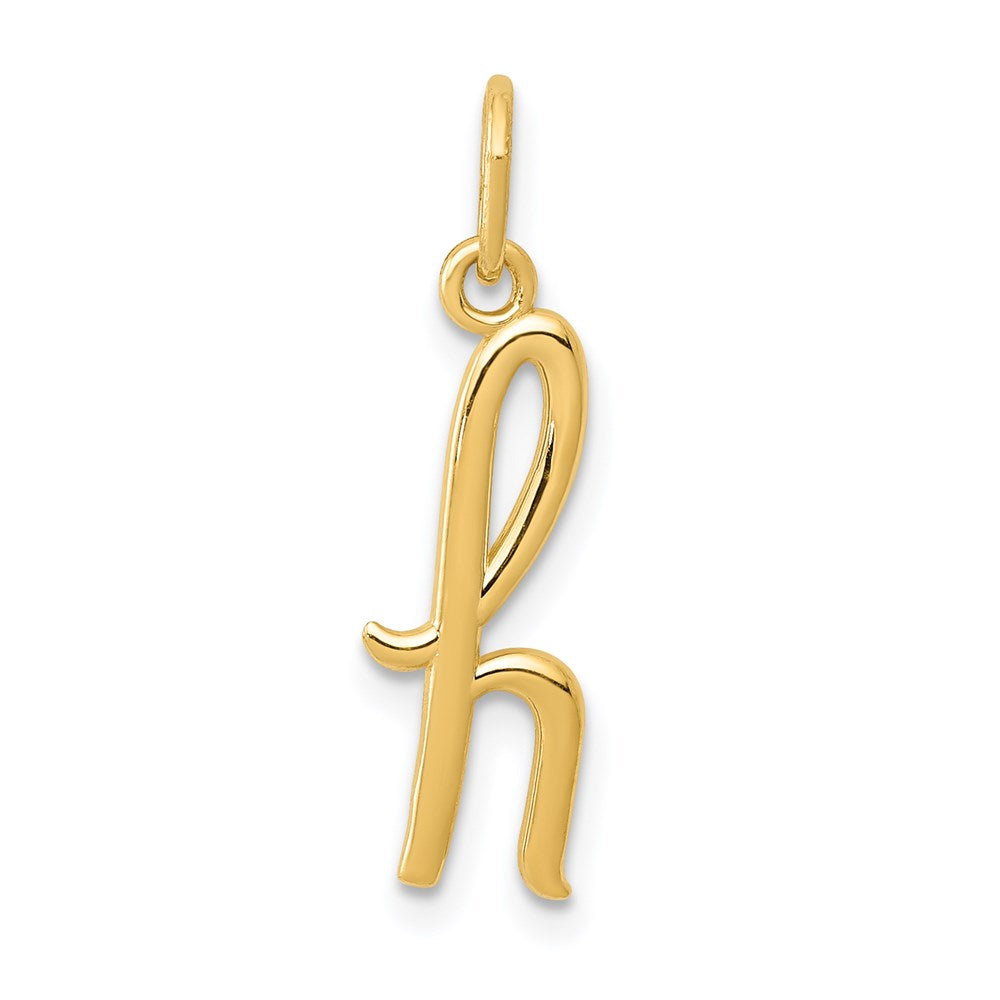 14k Yellow Gold, Claire Collection Mini Lower Case Initial H Charm, Item P10424-H by The Black Bow Jewelry Co.