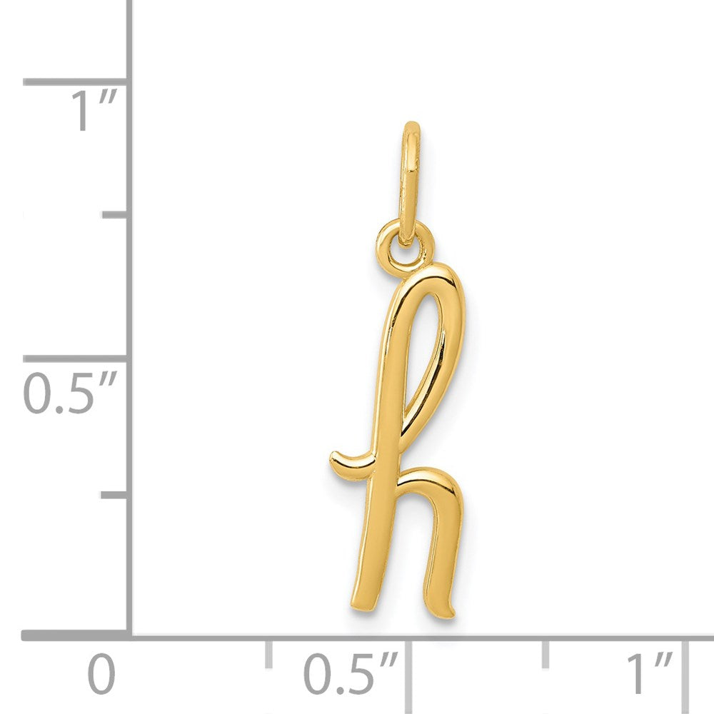 Alternate view of the 14k Yellow Gold, Claire Collection Mini Lower Case Initial H Charm by The Black Bow Jewelry Co.