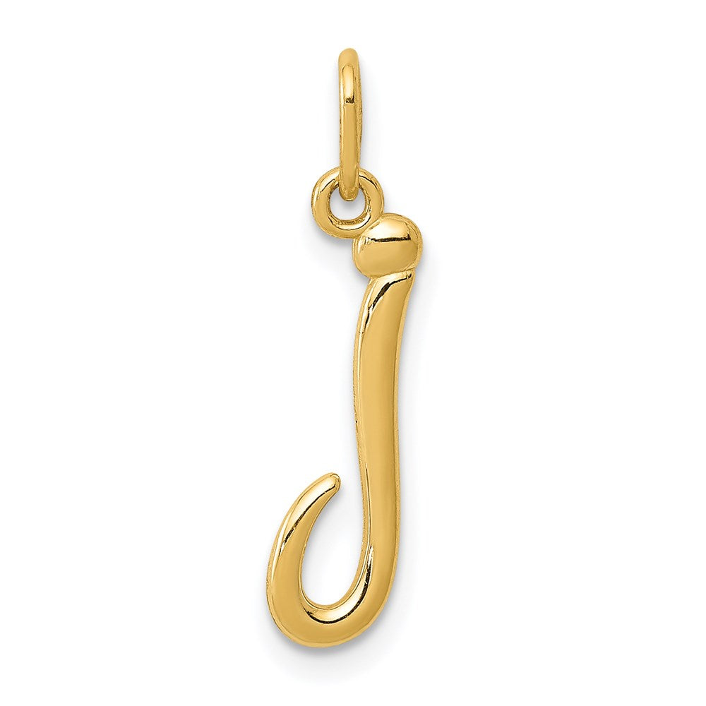 14k Yellow Gold, Claire Collection Mini Lower Case Initial J Charm, Item P10424-J by The Black Bow Jewelry Co.