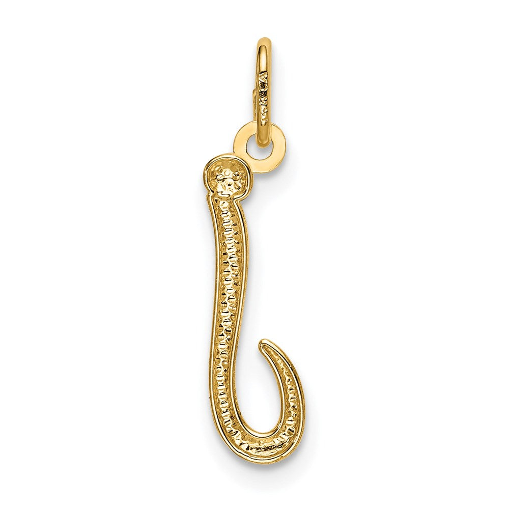 Alternate view of the 14k Yellow Gold, Claire Collection Mini Lower Case Initial J Charm by The Black Bow Jewelry Co.