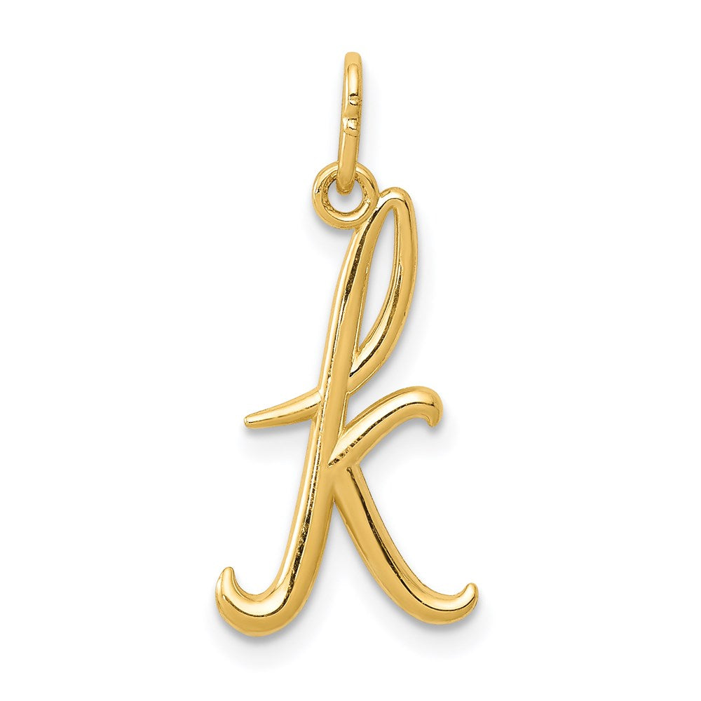 14k Yellow Gold, Claire Collection Mini Lower Case Initial K Charm, Item P10424-K by The Black Bow Jewelry Co.