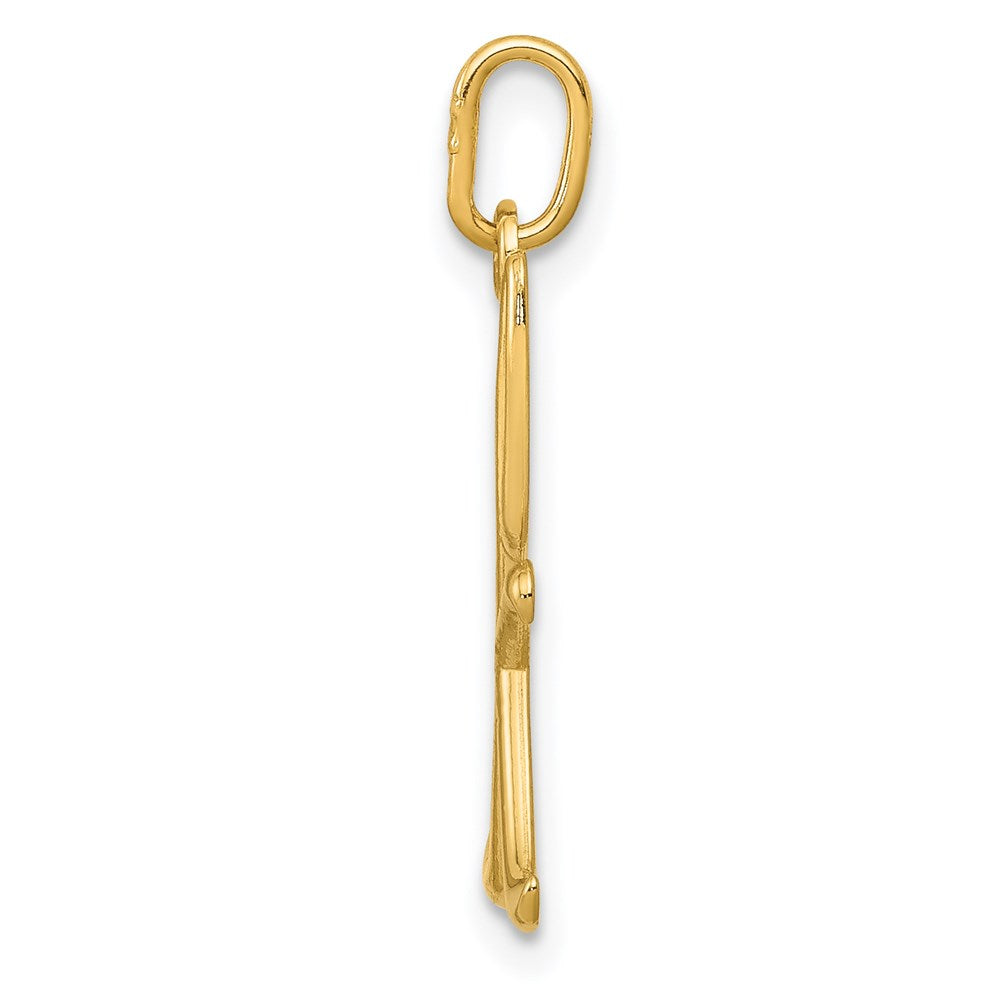 Alternate view of the 14k Yellow Gold, Claire Collection Mini Lower Case Initial K Charm by The Black Bow Jewelry Co.