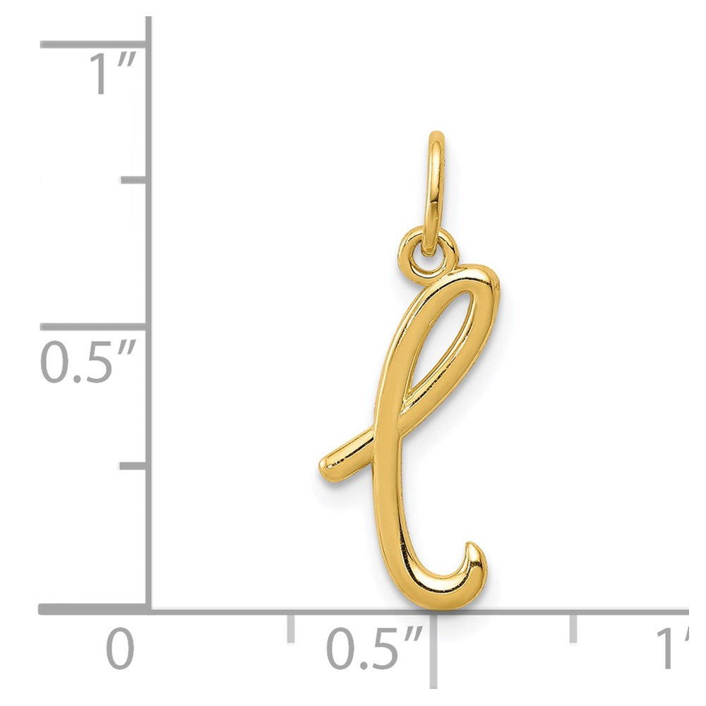Alternate view of the 14k Yellow Gold, Claire Collection Mini Lower Case Initial L Charm by The Black Bow Jewelry Co.