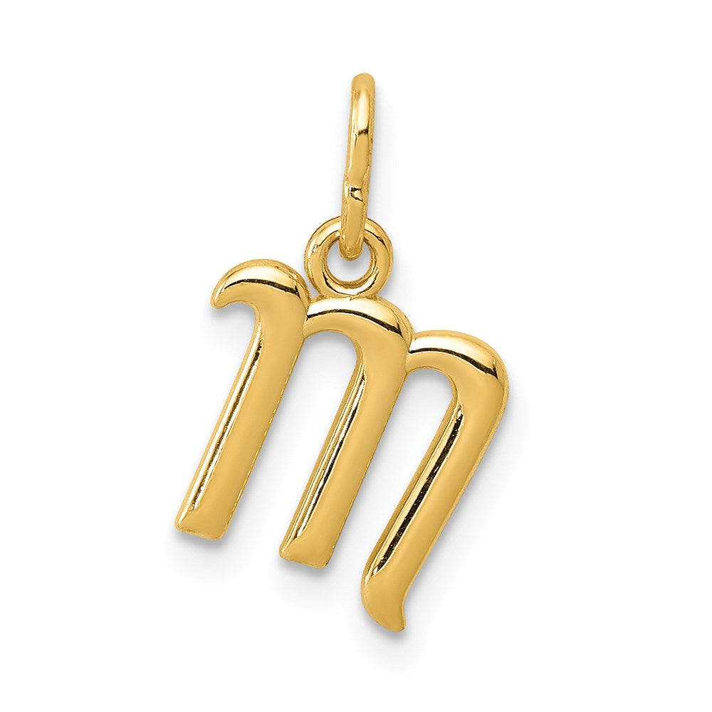 14k Yellow Gold, Claire Collection Mini Lower Case Initial M Charm, Item P10424-M by The Black Bow Jewelry Co.