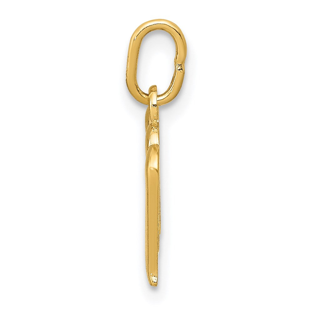 Alternate view of the 14k Yellow Gold, Claire Collection Mini Lower Case Initial M Charm by The Black Bow Jewelry Co.