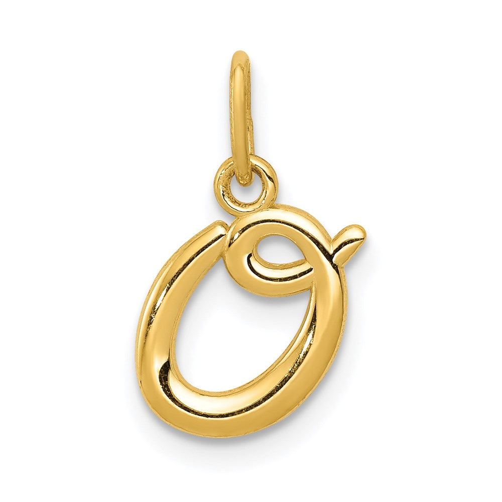 14k Yellow Gold, Claire Collection Mini Lower Case Initial O Charm, Item P10424-O by The Black Bow Jewelry Co.