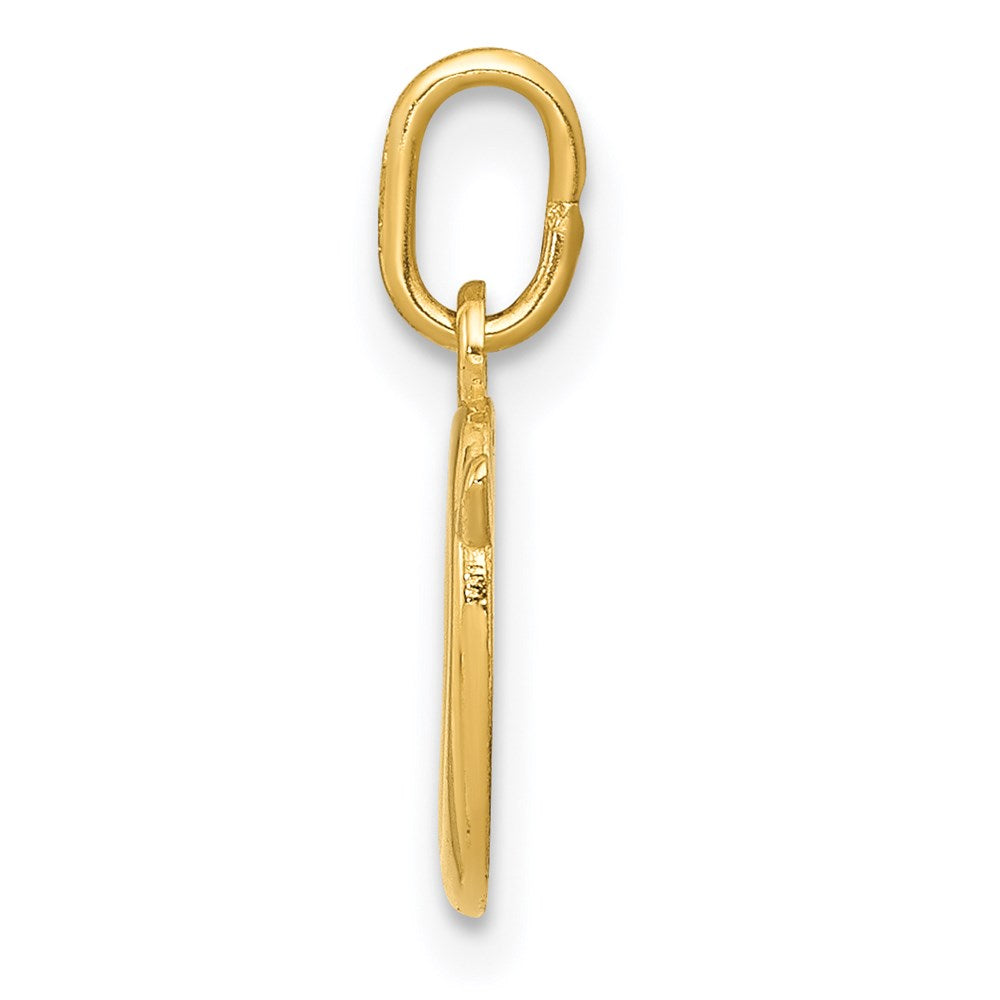 Alternate view of the 14k Yellow Gold, Claire Collection Mini Lower Case Initial O Charm by The Black Bow Jewelry Co.