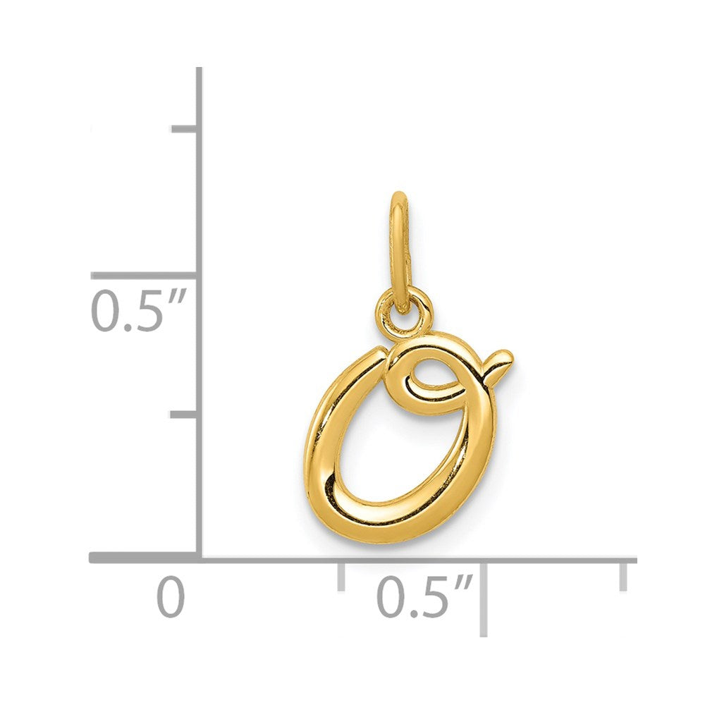 Alternate view of the 14k Yellow Gold, Claire Collection Mini Lower Case Initial O Charm by The Black Bow Jewelry Co.