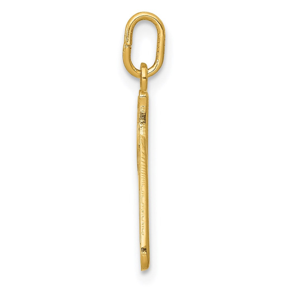 Alternate view of the 14k Yellow Gold, Claire Collection Mini Lower Case Initial P Charm by The Black Bow Jewelry Co.