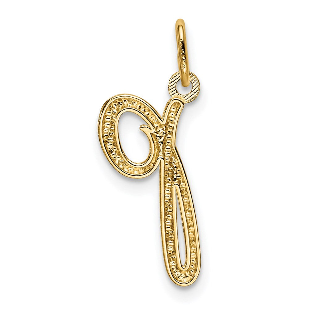 Alternate view of the 14k Yellow Gold, Claire Collection Mini Lower Case Initial P Charm by The Black Bow Jewelry Co.
