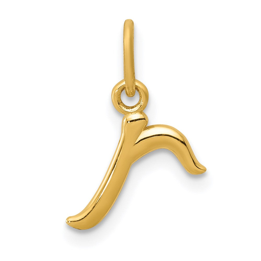 14k Yellow Gold, Claire Collection Mini Lower Case Initial R Charm, Item P10424-R by The Black Bow Jewelry Co.