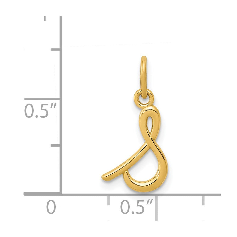 Alternate view of the 14k Yellow Gold, Claire Collection Mini Lower Case Initial S Charm by The Black Bow Jewelry Co.