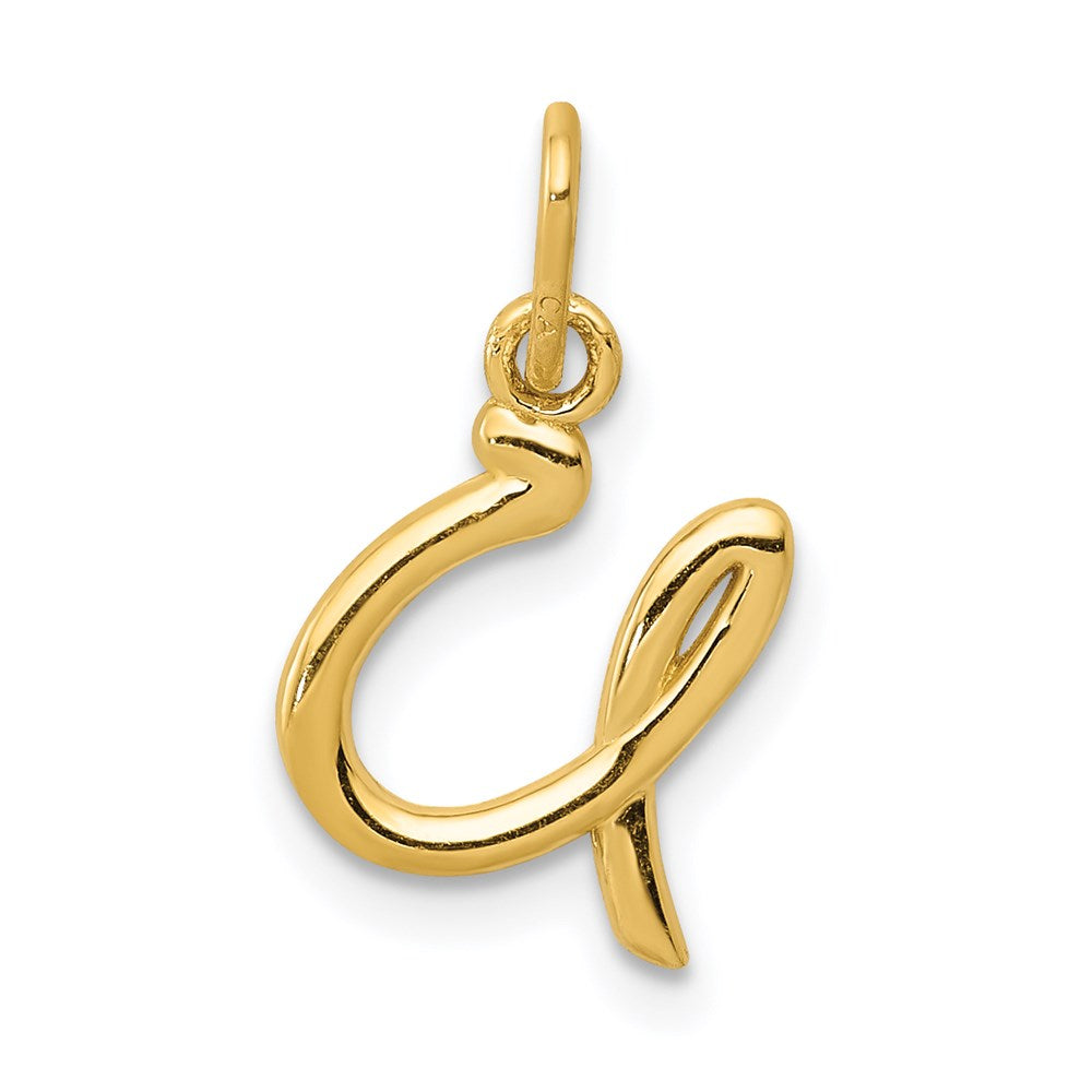 14k Yellow Gold, Claire Collection Mini Lower Case Initial U Charm, Item P10424-U by The Black Bow Jewelry Co.