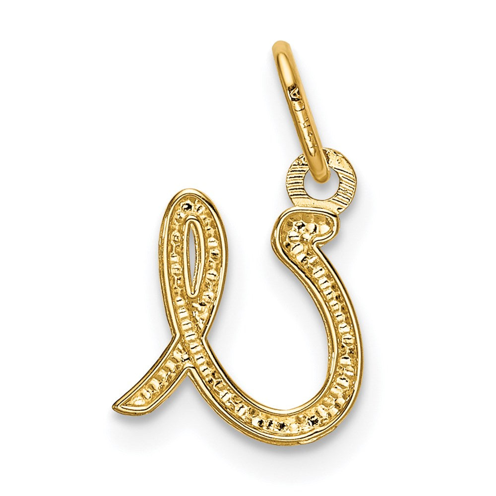 Alternate view of the 14k Yellow Gold, Claire Collection Mini Lower Case Initial U Charm by The Black Bow Jewelry Co.