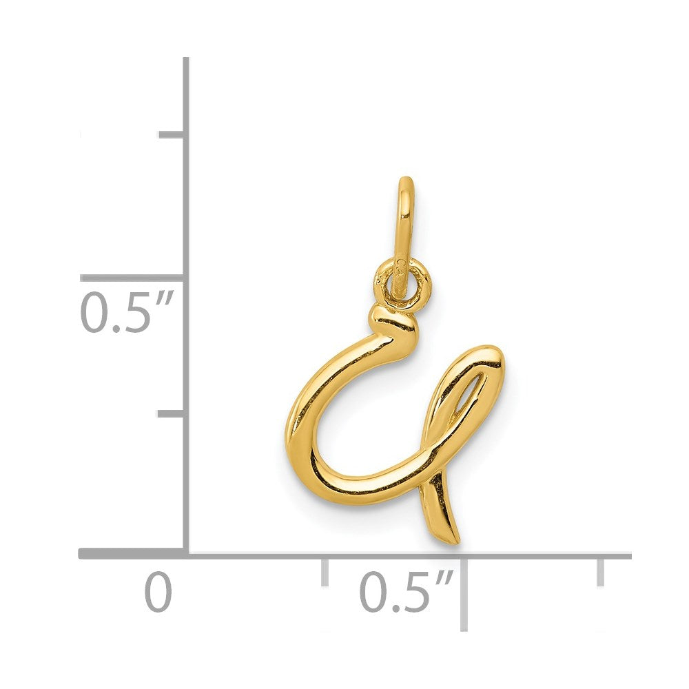 Alternate view of the 14k Yellow Gold, Claire Collection Mini Lower Case Initial U Charm by The Black Bow Jewelry Co.
